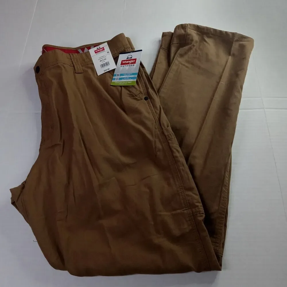 Wrangler Outdoor‎ Frontier Utility Pants Men's 40x32 Brown Straight Fit UPF 50+